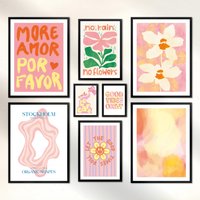 Poster Set - Abstract Dopamine Decor 8 Premium Wandbilder Sommer Frühling Pastell Wohnzimmer Deko Ohne/Mit Rahmen Artfaves® von ARTFAVES