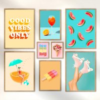 Poster Set - Dopamine Summer 8 Premium Wandbilder Sommer Decor, Bunt Wohnzimmer Deko Ohne/Mit Rahmen Artfaves® von ARTFAVES