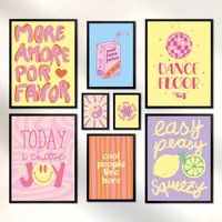 Poster Set - Fancy Dopamine Art 8 Premium Wandbilder Sommer Frühling Pastell Wohnzimmer Deko Ohne/Mit Rahmen Artfaves® von ARTFAVES