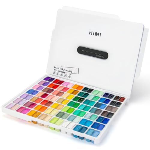 ARTFLY HIMI Gouache Farben Set, 112 Farben x 12 ml, Einzigartiges Twin-Jelly-Cup-Design in einer Tragetasche Perfekt für Künstler, Studenten, Gouache Undurchsichtige (Weiß) von ARTFLY