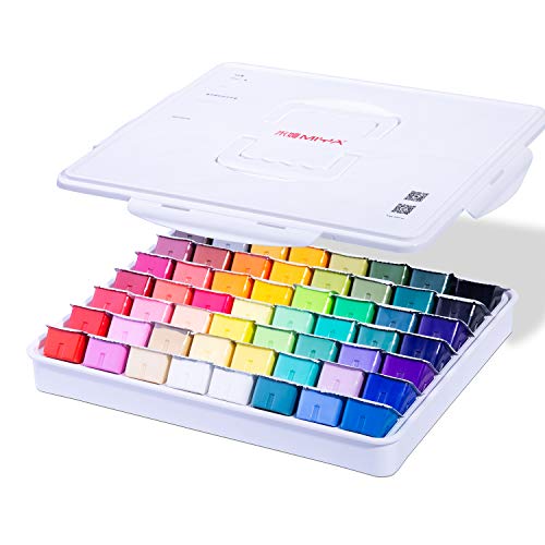 MIYA Gouache Farben Set, 56 Farben x 30 ml Einzigartiges Gelee-Becher-Design in einer Tragetasche Perfekt für Künstler, Studenten, Gouache Undurchsichtige Aquarellmalerei von Artme