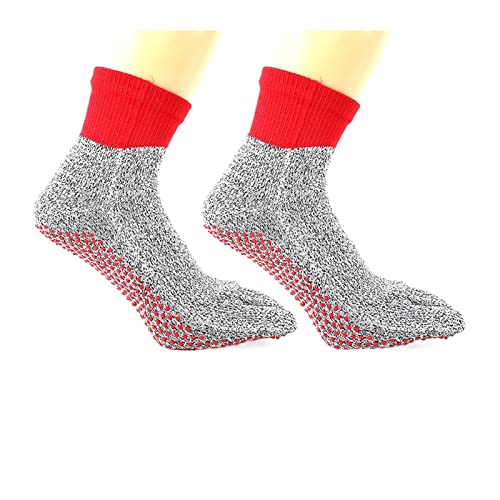 Schneidhandschuhe, Anti-Schnitt-Split-Toe-Socken 5-stufige Schnittfestigkeit Barfußschutz Anti-Rutsch-Outdoor-Camping-Strand Verschleißfeste Wandersocken Bietet Maximalen Schutz ( Color : Size L red , von ARTGOS