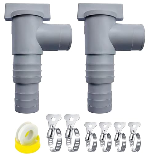 ARTGUTS 2 Stück Absperrhahn für Pools 32mm, Pool Schlauchadapter, Absperrhahn 32mm/38mm mit 6 Schlauchschellen, Wartungs Pool Zubehör, für Oberirdische Pool und Poolpumpe Wartung von ARTGUTS