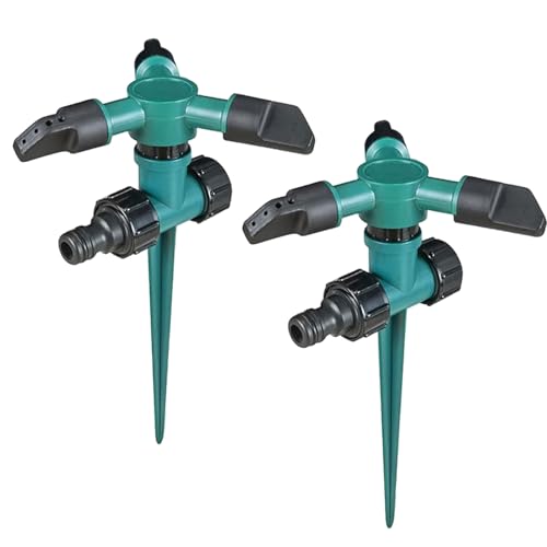 ARTGUTS 2 Stück Multifunktion Garten Sprinkler,Rasensprinkler 3 Fach Rasensprenger,360° Drehbarer Gartensprenger Flächenregner Sprühregner,Automatische Bewässerung Gartensprenger Gartenbewässerung von ARTGUTS