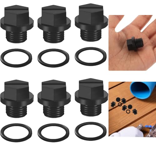 ARTGUTS 6 Stück Pool Ablassschraube, Pool Pumpen Zubehör, Mit O Ring DichtungenAbflussstopfen, Kompatibel Hayward SPX1700FG, Für Pools Zur Einfachen Winterfestmachung (Schwarz) von ARTGUTS