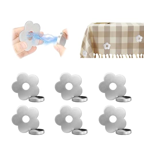ARTGUTS 6 Stück Magnet Tischdeckenbeschwerer,Extra Schwer Magnetische Tischdeckenhalter,Tischdeckengewichte Draussen Tischdecke Beschwerer Edelstahl Tischtuchbeschwerer für Draußen (Blumen) von ARTGUTS