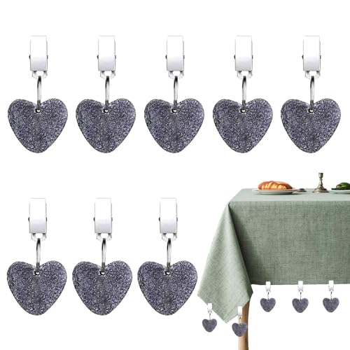 ARTGUTS 8 Stück Tischdeckenbeschwerer,Tischdeckenklammer für Draußen,Tischdeckenhalter Tischdecken Beschwerer Draußen,Naturstein Tischdecke Gewichte Schwer Tischtuchklammer für Outdoor Hochzeit,Herz von ARTGUTS