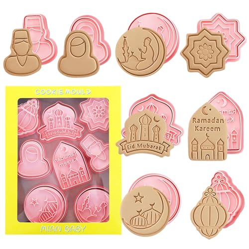 ARTGUTS 8Pcs Eid Mubarak Cookie Cutters, Ramadan Cookie Cutters for Kids, 3D Cookie Cutters, DIY Cake Baking Tools, for Cakes, Fondant, Cheese, and Baking von ARTGUTS