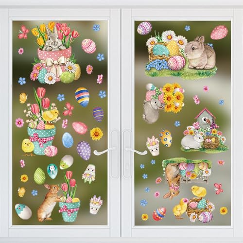 ARTGUTS 9pcs Fensterbilder Ostern Selbstklebend, mit Hasen Ostereier Küken Muster, Wiederverwendbare Fenstersticker, Fensteraufkleber Frühlingsdeko Fensterdeko Frühling Kinderzimmer ARTGUTS 9pcs Fensterbilder Ostern Selbstklebend, mit Hasen Ostereier Küken Muster, Wiederverwendbare Fenstersticker, Fensteraufkleber Frühlingsdeko Fensterdeko Frühling Kinderzimmer von ARTGUTS