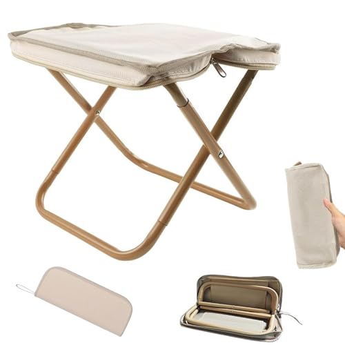 ARTGUTS Camping Hocker 30cm,Tragbarer Mini Klapphocker,Leicht Camping Klapphocker,Mini Hocker Klappstuhl für Wandern Garten Angeln Grillen Strand (Beige) von ARTGUTS