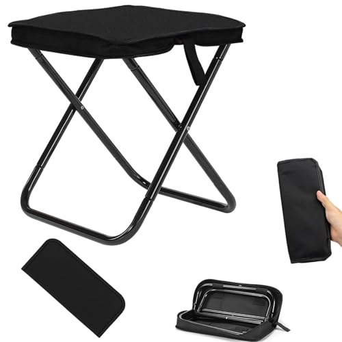 ARTGUTS Camping Hocker 30cm,Tragbarer Mini Klapphocker,Leicht Camping Klapphocker,Mini Hocker Klappstuhl für Wandern Garten Angeln Grillen Strand (Schwarz) von ARTGUTS