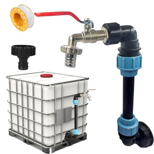 ARTGUTS IBC 3/4" Tank Schwanenhals,IBC Tank Schwanenhals,IBC Tank Auslaufhahn Adapter,S60x6 Wasserhahn Absperrhahn 3/4 Zoll IBC Adapter für Gießkannenbefüllung Regenwassertank IBC Container Zubehör von ARTGUTS