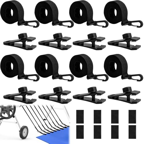 ARTGUTS Pool Aufroller Aufrollvorrichtung, 8 er Set Haltebänder und 8 Klammern Zubehörteile,Solarabdeckungsgurte und Clips,für Fahrbar Solarfolie für Pool Planen,Abdeckungen von ARTGUTS