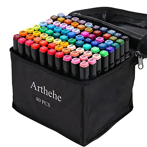 ARTHEHE 80 Farben Marker Set, Schnell Alkohol Marker Set für Erwachsene Marker Stifte Set für Manga/Design/Schule mit Lagerbasis ARTHEHE 80 Farben Marker Set, Schnell Alkohol Marker Set für Erwachsene Marker Stifte Set für Manga/Design/Schule mit Lagerbasis von ARTHEHE