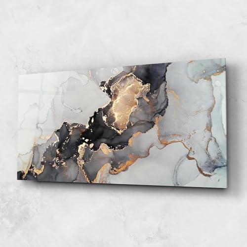 ARTHUB® Glasbild 60x120 cm, 5mm ESG | Moderne Wandbilder aus Glas für Wohnzimmer & Schlafzimmer, Wanddekoration, Wohnkultur, Abstrakte, Marble Shades von ARTHUB