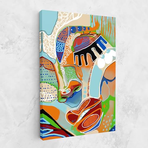 ARTHUB® Leinwandbild 70x100 cm, Abstract Face Art | Wohnzimmerdekoration, Hängende Bilder, Wanddekoration, Heimdekoration, Moderne, Collagen von ARTHUB