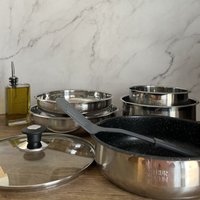 Arthur Martin - AM0025 : 10-teiliges Kochgeschirr Bratpfannen und Töpfe aus Edelstahl mit Zubehör, Alle Herdarten Einschließlich Induktion von ARTHUR MARTIN