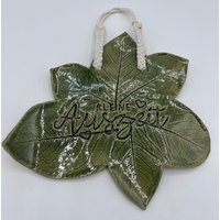 Keramikschild, Blätter Mit Sprüchen, Makramee, Getöpfert von ARTHummeln