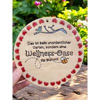 Keramikschild, "Gartenschild - Wellness-Oase", Bienen, Keramik, Getöpfert von ARTHummeln