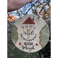 Keramikschild, "Hereinspaziert", Türschild, Keramik, Getöpfert von ARTHummeln