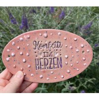 Keramikschild, "Konfetti Im Herzen", Spruch, Getöpfert Keramikschild, "Konfetti Im Herzen", Spruch, Getöpfert von ARTHummeln