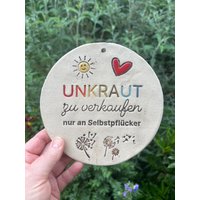 Keramikschild "Unkraut Zu Verkaufen...", Bienen, Blumen, Sonne, Herz, Keramik, Getöpfert von ARTHummeln