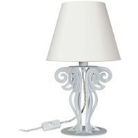 Arti E Mestieri - Circeo Tischlampe Ø24x40 cm Marmorweißer Eisensockel und elfenbeinfarbener Stofflampenschirm Hergestellt in Italien E27-Fassung von ARTI E MESTIERI