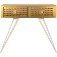 Mayfair-Konsole 100 x 35 x 80 cm aus Eisen. Glamouröses Design Hollywood Regency. Weiße Beine, goldene Schubladen. Hergestellt in Italien. Ohne Fächer von ARTI E MESTIERI