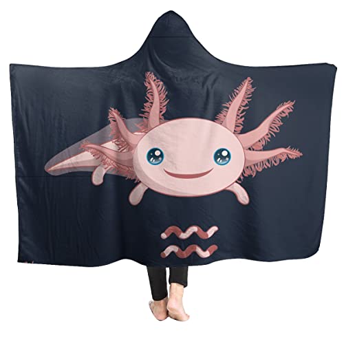 ARTIEMASTER Axolotl Kapuzendecke aus weichem und leichtem Flanell, geeignet für Bett, Wohnzimmer und Reisen, 152,4 x 127 cm, für Jugendliche von ARTIEMASTER