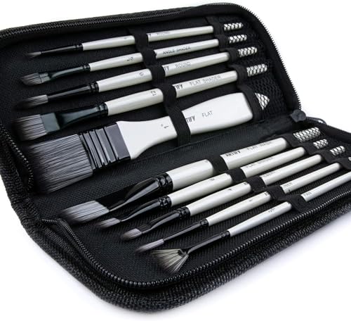 Artify 2021 Malpinsel-Set, mit Tragetasche, ideal für Acryl, Öl, Aquarell und Gouache-Malerei, 10-teilig Perlweiß von ARTIFY art supplies