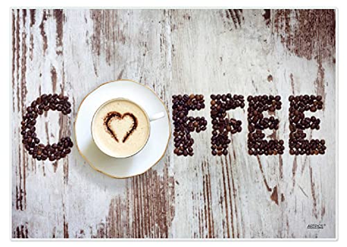 Artipics Tischsets Heart of Coffee Platzsets Abwaschbar Aus Kunststoff 4 Stück von ARTIPICS Tischkunst