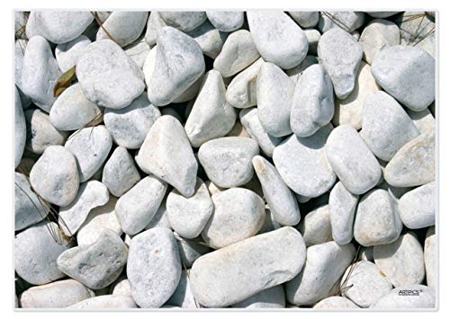 Artipics Tischsets Platzsets White Stones Kieselsteine Abwaschbar Kunststoff 4 Stück von ARTIPICS Tischkunst