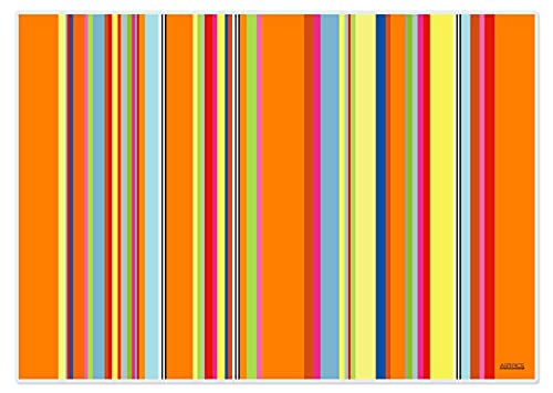 Artipics Tischsets Stripes Orange-Bunt Platzsets Abwaschbar Kunststoff 4 Stück von ARTIPICS Tischkunst
