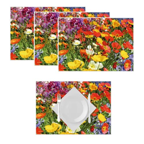 Artipics Tischsets Blumenwiese Platzsets Abwaschbar Kunststoff 4 Stück von ARTIPICS Tischkunst
