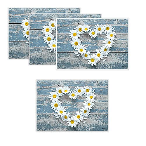 Artipics Tischsets Daisy Heart Platzsets Abwaschbar Kunststoff 4 Stück von ARTIPICS Tischkunst