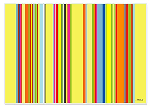 Artipics Tischsets Stripes Gelb-Bunt Platzsets Abwaschbar Kunststoff 4 Stück von ARTIPICS Tischkunst