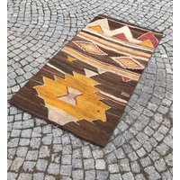 Kelim Teppich Handgewebte Wolle Im Rustikalen Stil | 100x160cm von ARTISANVINTAGERUGS