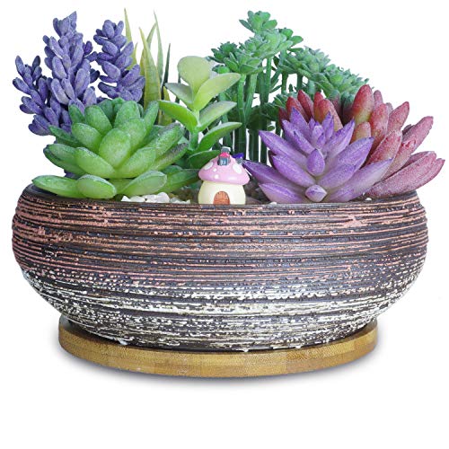 ARTKETTY 8 Zoll große runde saftige Pflanzgefäße mit Drainage Bambusschale Keramik glasierte Bonsai Töpfe für Innen- / Außenpflanzen Garten dekorative Kaktusblumenbehälter Schüssel ARTKETTY 8 Zoll große runde saftige Pflanzgefäße mit Drainage Bambusschale Keramik glasierte Bonsai Töpfe für Innen- / Außenpflanzen Garten dekorative Kaktusblumenbehälter Schüssel von ARTKETTY