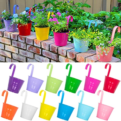 ARTKETTY Blumentöpfe zum Aufhängen, 13 cm, 12 Stück, großer Metall-Garten-Übertopf mit Ablaufloch und abnehmbarem Haken für Balkongeländer, Zaun, Heimdekoration ARTKETTY Blumentöpfe zum Aufhängen, 13 cm, 12 Stück, großer Metall-Garten-Übertopf mit Ablaufloch und abnehmbarem Haken für Balkongeländer, Zaun, Heimdekoration von ARTKETTY
