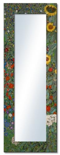 ARTLAND Ganzkörperspiegel mit Rahmen Holz 50x140 cm Wandspiegel zum Aufhängen Gustav Klimt Garten mit Sonnenblumen Abstrakt Kunst T9LK von ARTLAND