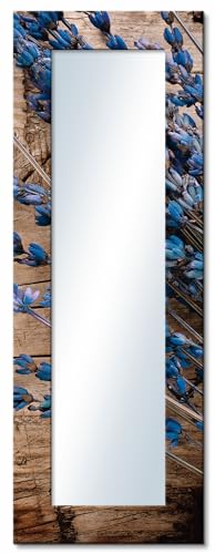 ARTLAND Ganzkörperspiegel mit Rahmen Holz 50x140 cm Wandspiegel zum Aufhängen Landhausstil Natur Blumen Blüten Lavendel T9QJ von ARTLAND