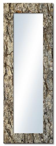 ARTLAND Ganzkörperspiegel mit Rahmen Holz 50x140 cm Wandspiegel zum Aufhängen Natur Baum Landhausstil Baumrinde Braun T9QR von ARTLAND