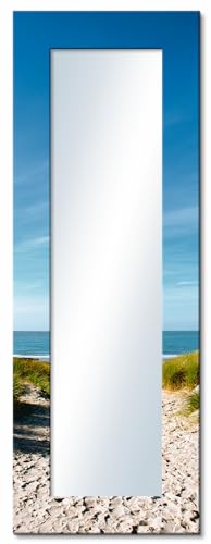 ARTLAND Ganzkörperspiegel mit Rahmen Holz 50x140 cm Wandspiegel zum Aufhängen Natur Landschaft Strand Meer Küste Dünen Himmel See T9EX von ARTLAND