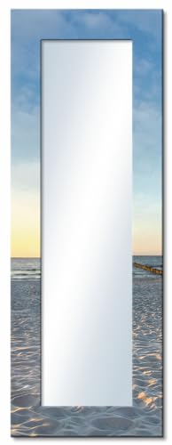 ARTLAND Ganzkörperspiegel mit Rahmen Holz 50x140 cm Wandspiegel zum Aufhängen Natur Landschaft Strand Meer Küste Ostsee Himmel T9IJ von ARTLAND