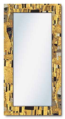 ARTLAND Ganzkörperspiegel mit Rahmen Holz 60x120 cm Wandspiegel zum Aufhängen Gustav Klimt Der Kuss Abstrakt Malerei Kunst T9LL von ARTLAND