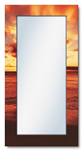 ARTLAND Ganzkörperspiegel mit Rahmen Holz 60x120 cm Wandspiegel zum Aufhängen Landschaft Meer Küste Strand Himmel Sonnenuntergang T5MR von ARTLAND