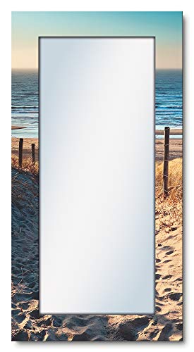 ARTLAND Ganzkörperspiegel mit Rahmen Holz 60x120 cm Wandspiegel zum Aufhängen Natur Landschaft Strand Meer Weg Nordsee Himmel T9IP von ARTLAND