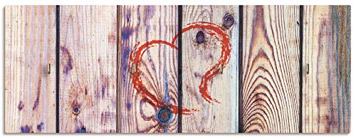 ARTLAND Hakenleiste Holz mit 4 Haken 40x15 cm Schlüsselbrett Schmuckaufhänger für Wand Geschirrtuchhalter Landhausstil Vintage Herzen T9OJ von ARTLAND