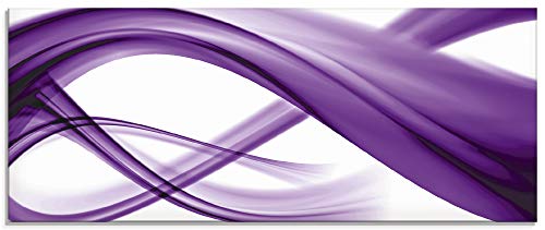 ARTLAND Küchenrückwand Glas mit Motiv Spritzschutz 125x50 cm Design Rückwand Küche Bad Modern Abstrakt Kunst Lila Violett S7MV von ARTLAND