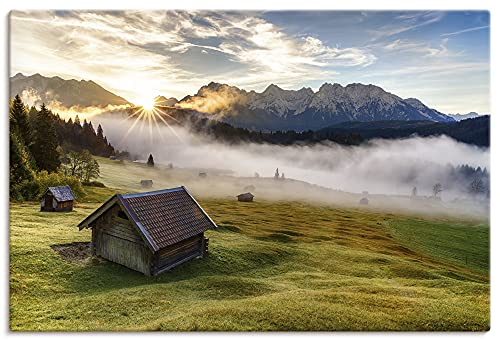 ARTland Leinwandbilder Wandbild Bild auf Leinwand 120x80 cm Landschaftsbilder Bayern Berge Alpen Natur Allgäu Landhausstil U2EX von ARTLAND